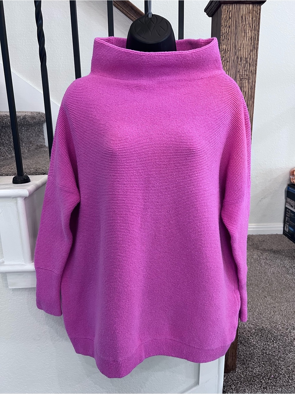 Free People Bright Pink Cowl Neck Sweater